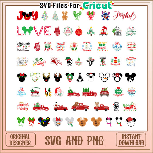 Merry christmas mickey ears bundle svg, disney christmas svg