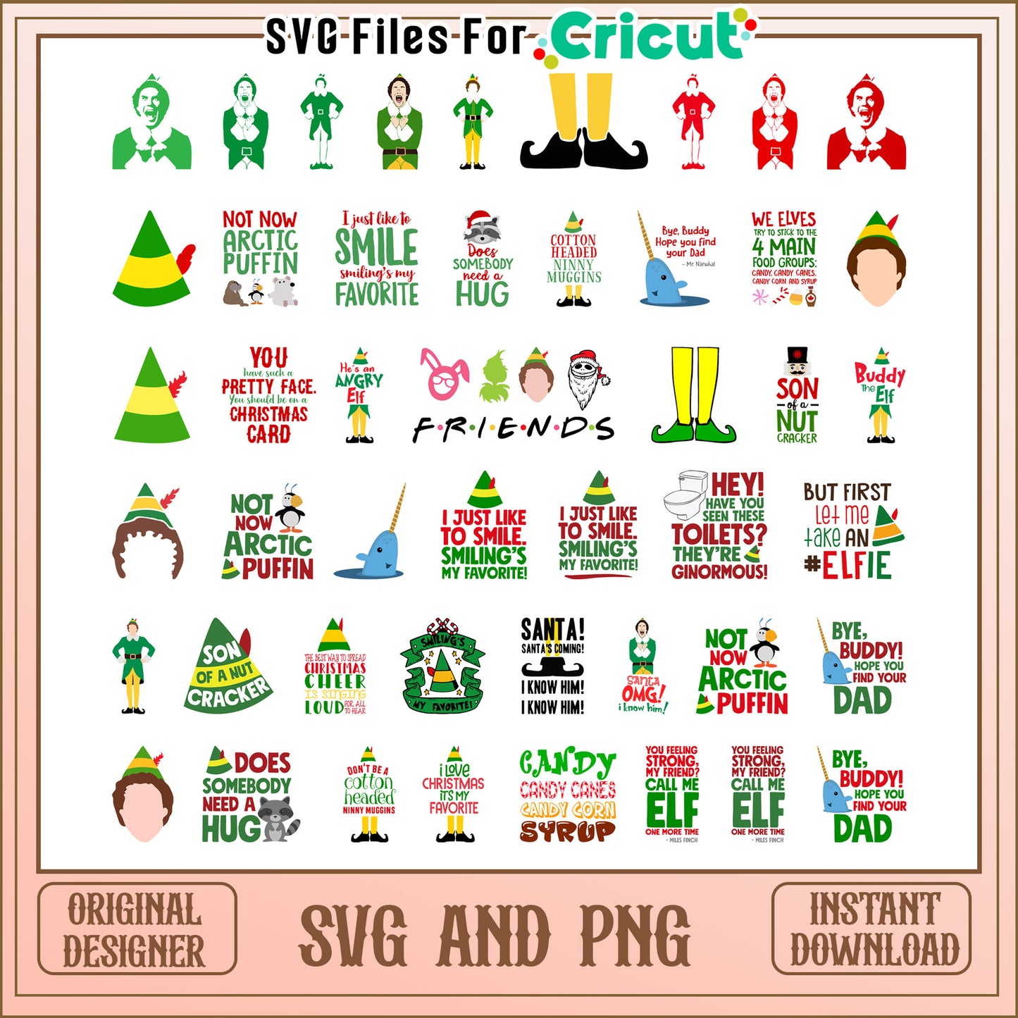 Not now arctic puffin bundle svg, elf christmas​ svg, christmas quote​ svg