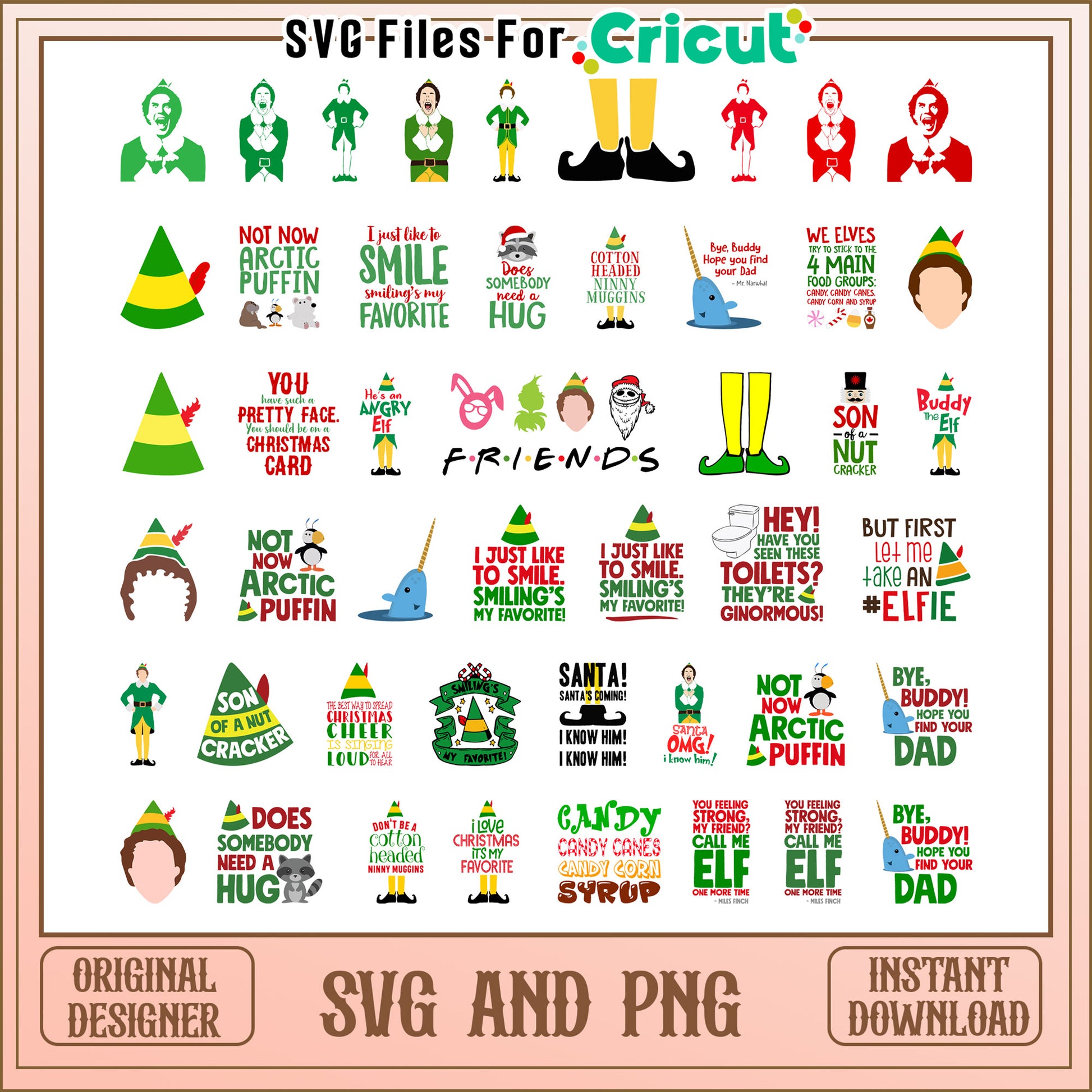 Not now arctic puffin bundle svg, elf christmas​ svg, christmas quote​ svg