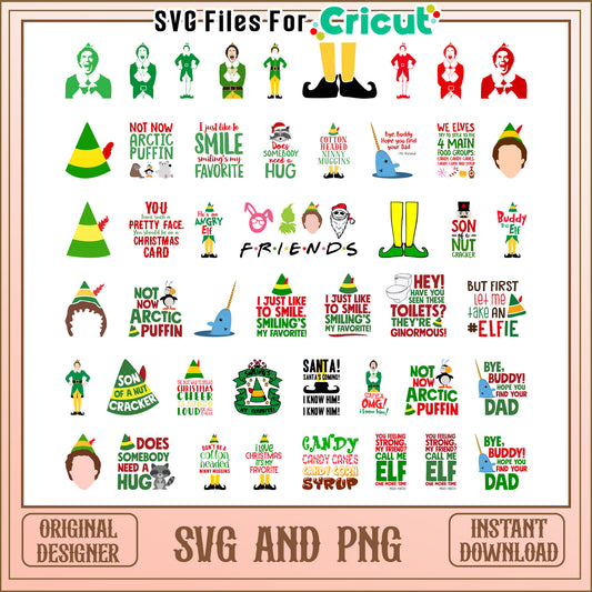 Not now arctic puffin bundle svg, elf christmas​ svg, christmas quote​ svg