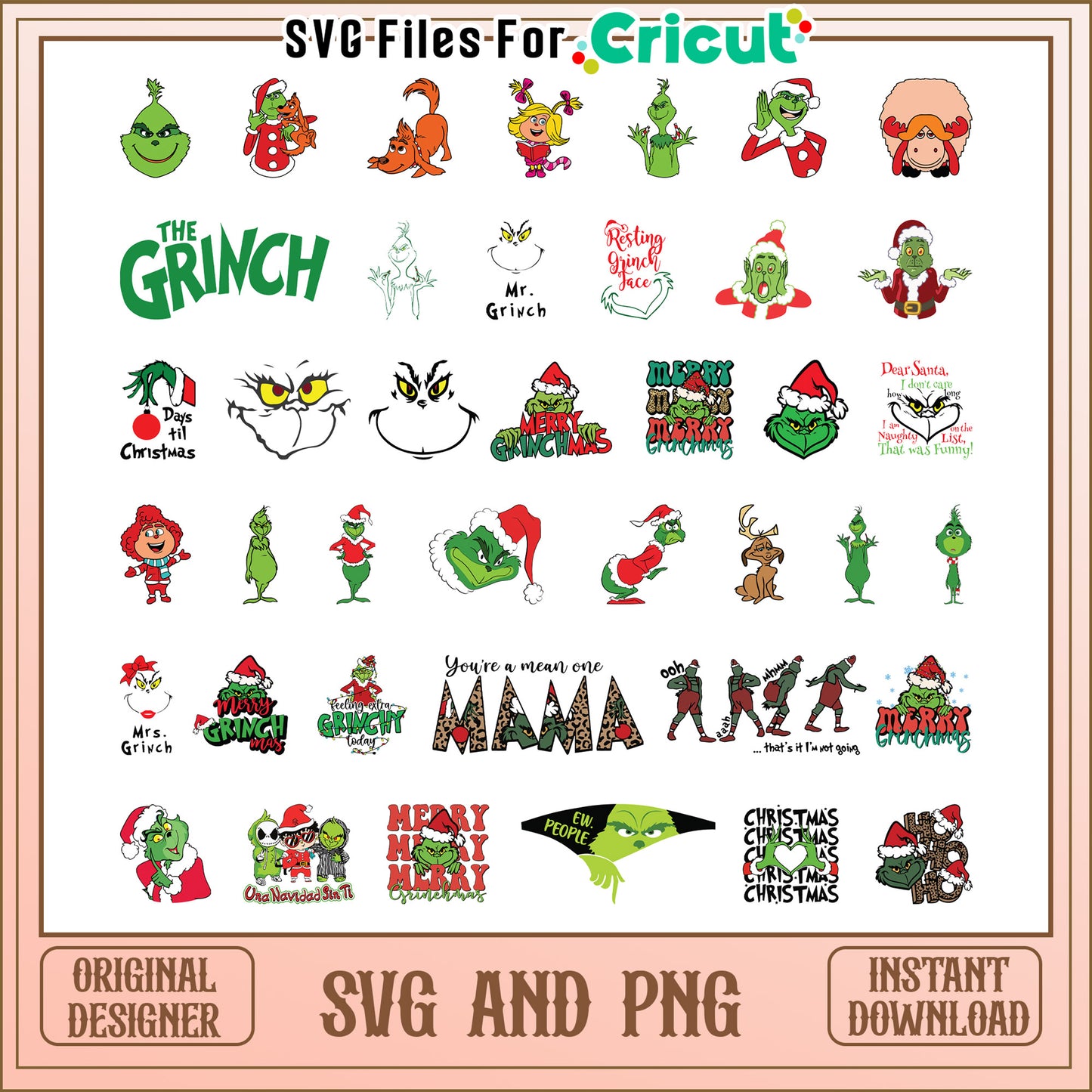 The grinch merry christmas bundle svg, santa the grinch svg