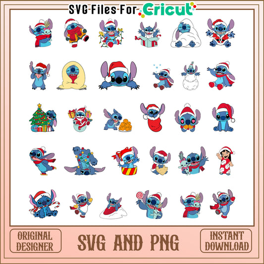 Disney stitch christmas bundle svg, stitch christmas​ svg, diney svg