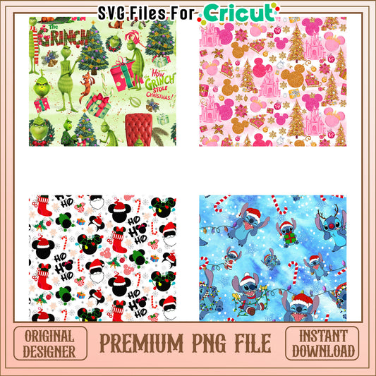 Christmas holiday Bundle Tumbler png, disney christmas png