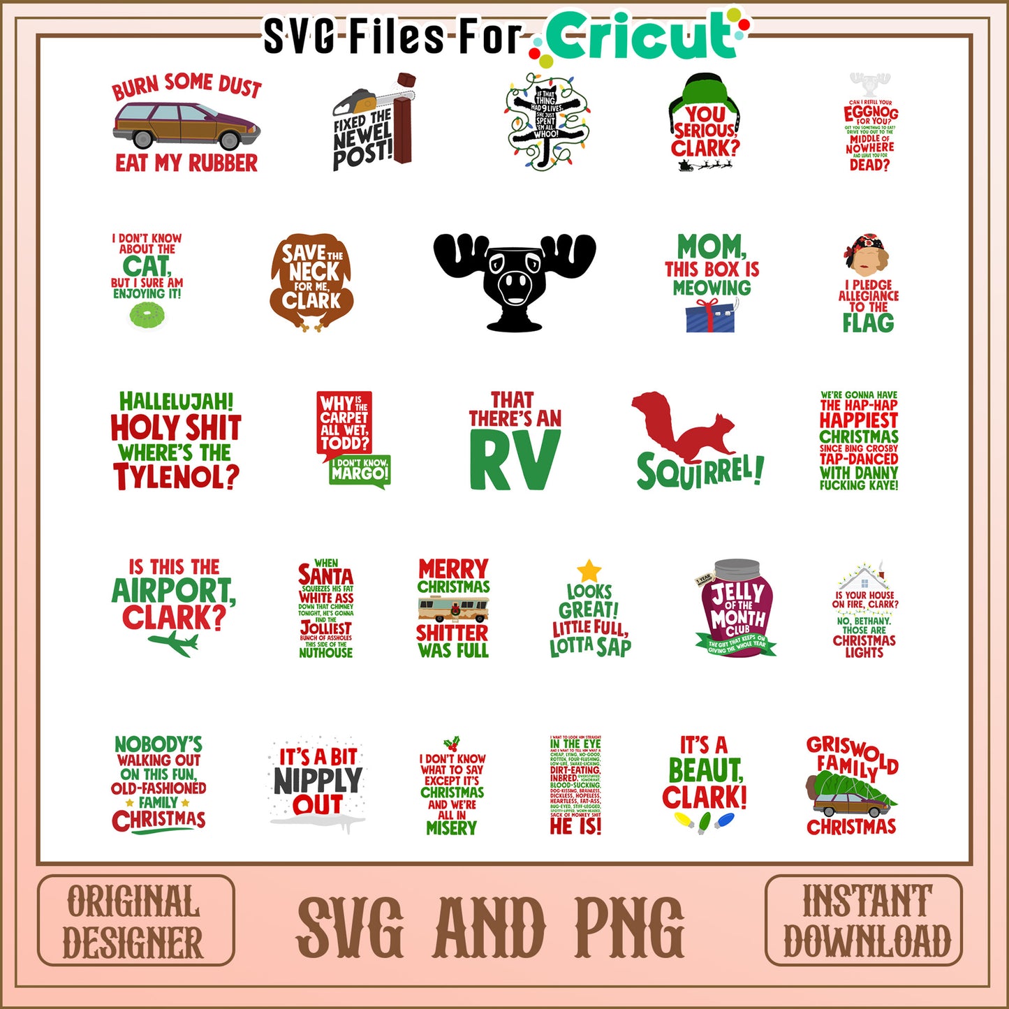 Christmas vacation quotes bundle svg, christmas quote​ svg