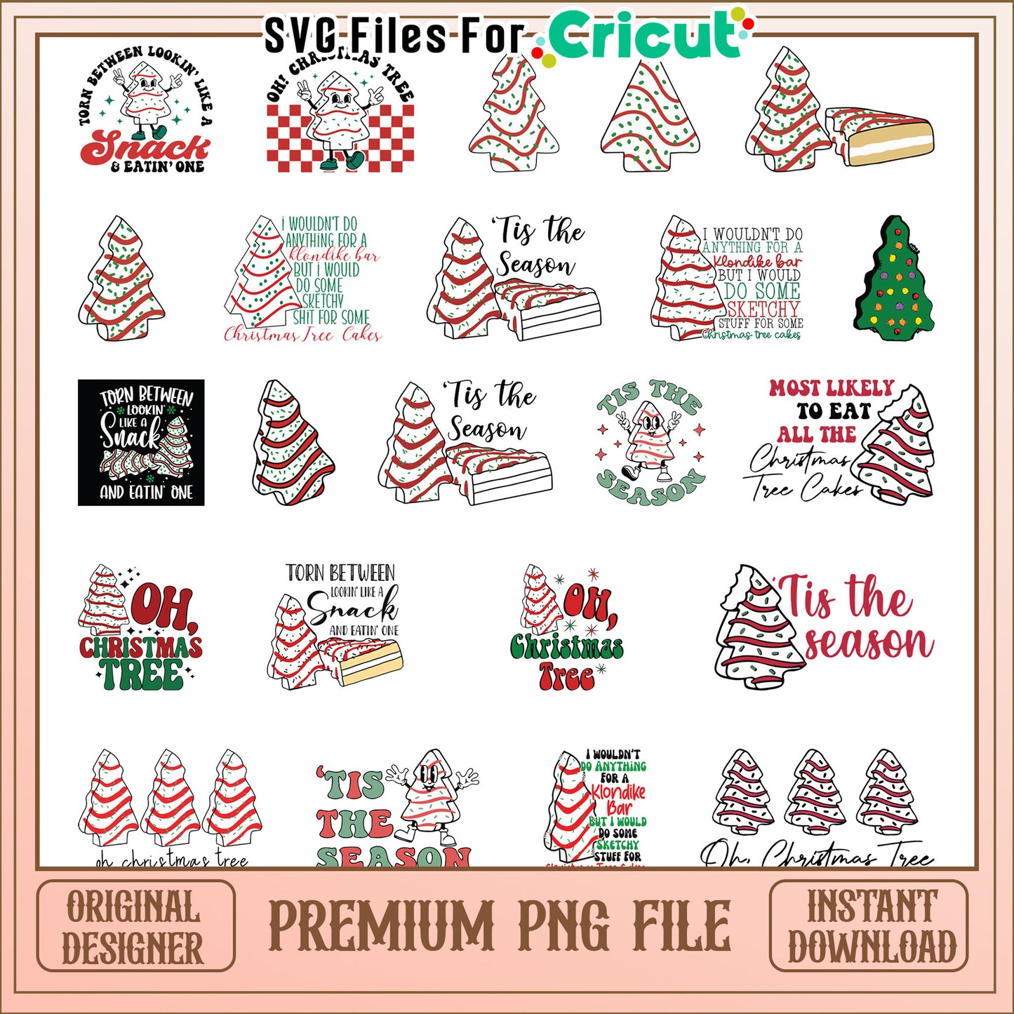 Tis the season tree cake christmas bundle png, christmas tree cakes​ png