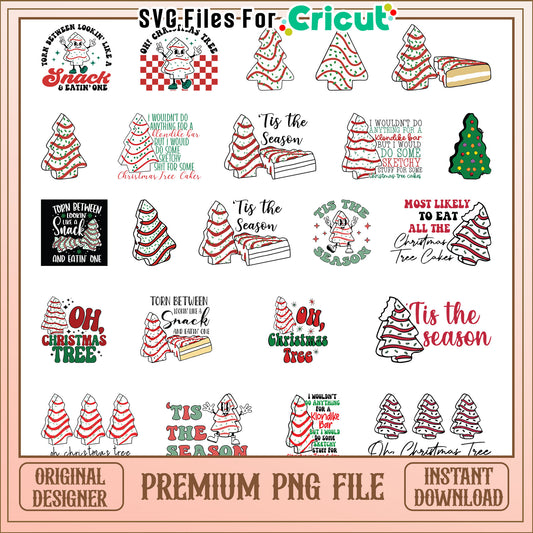 Tis the season tree cake christmas bundle png, christmas tree cakes​ png