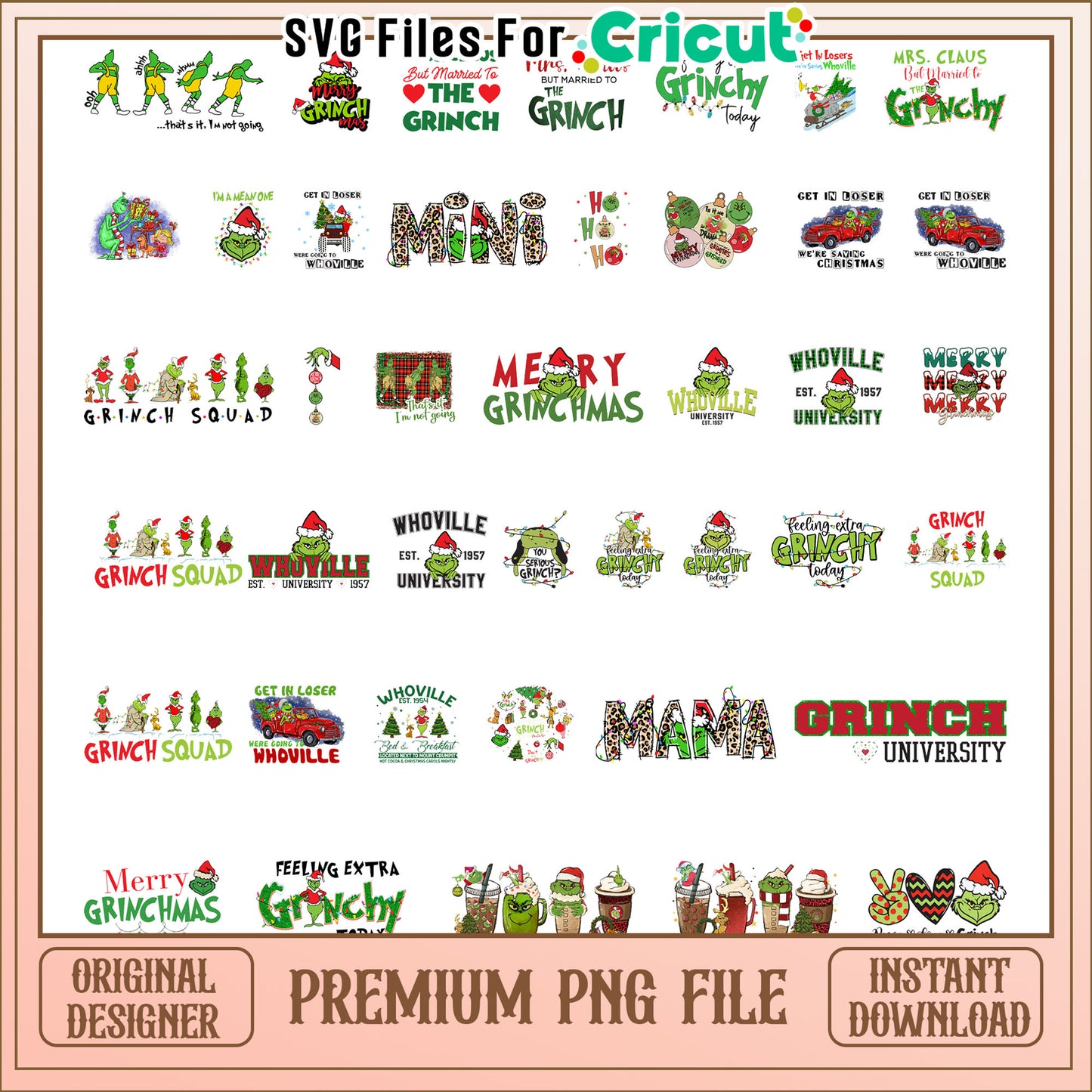 Santa grinch squad christmas bundle png, grinch squad png​, grinch christmas​ png