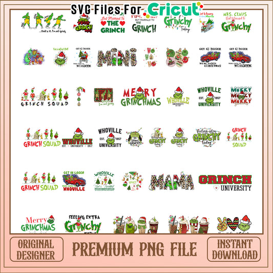 Santa grinch squad christmas bundle png, grinch squad png​, grinch christmas​ png