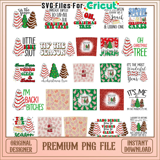 Christmas tree cakes bundle png, christmas tree clipart​ png