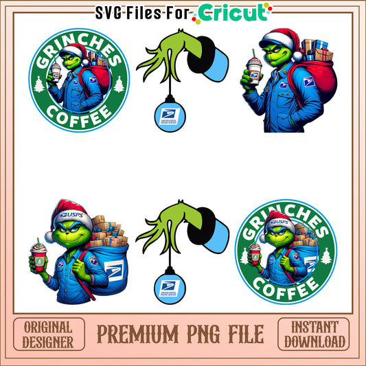 Starbuck grinches coffee logo bundle png, grinch coffee​ png