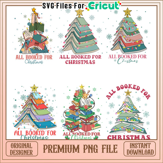 All booked for christmas tree bundle png, christmas tree book​ png