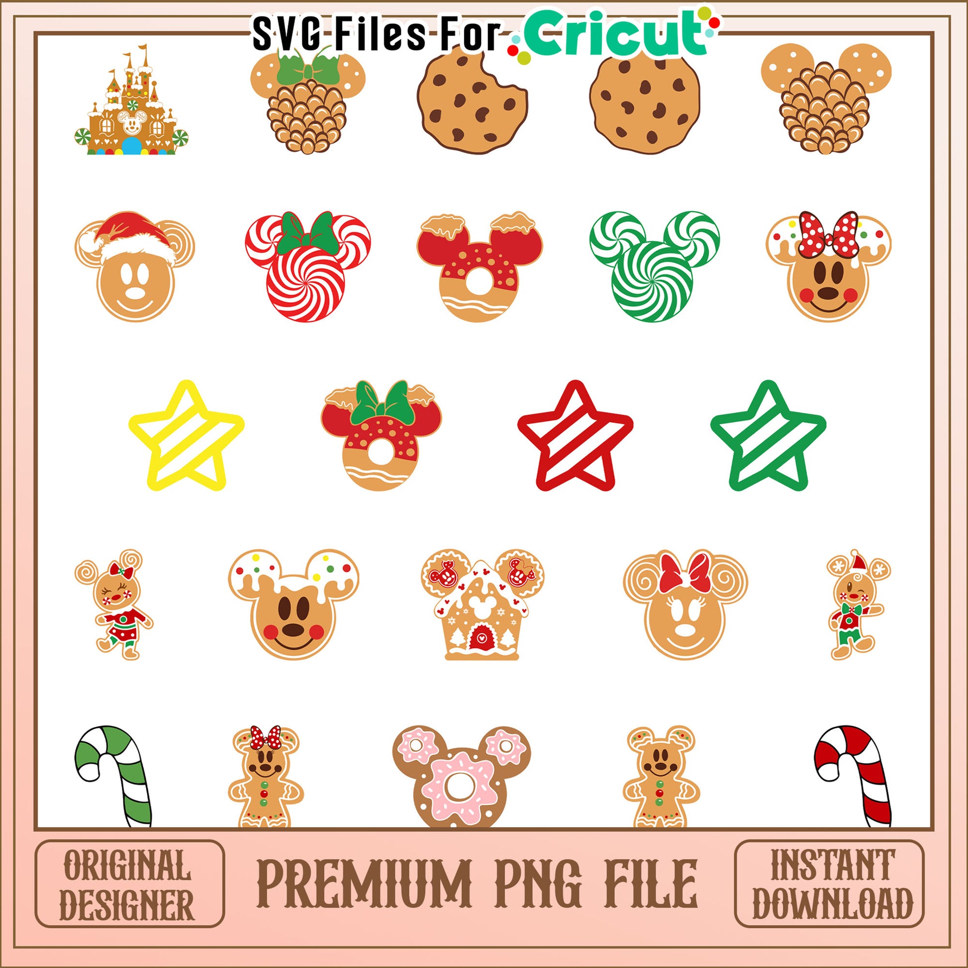 Disney mouse head gingerbread bundle png, disney christmas cookies​ png