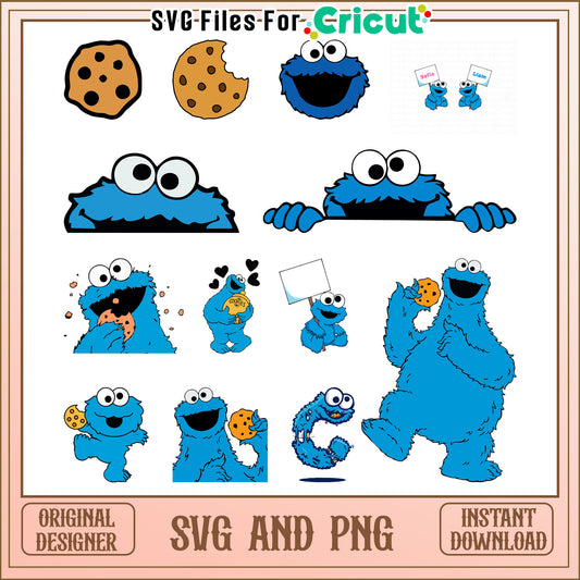 Cookie monster bundle svg, monster cookies​ svg, cartoon svg