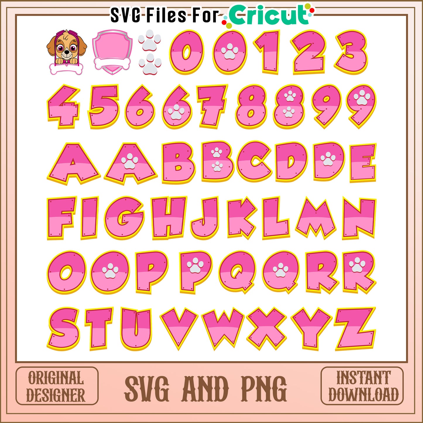 Skye paw patrol font bundle design svg, paw patrol skye cartoon svg