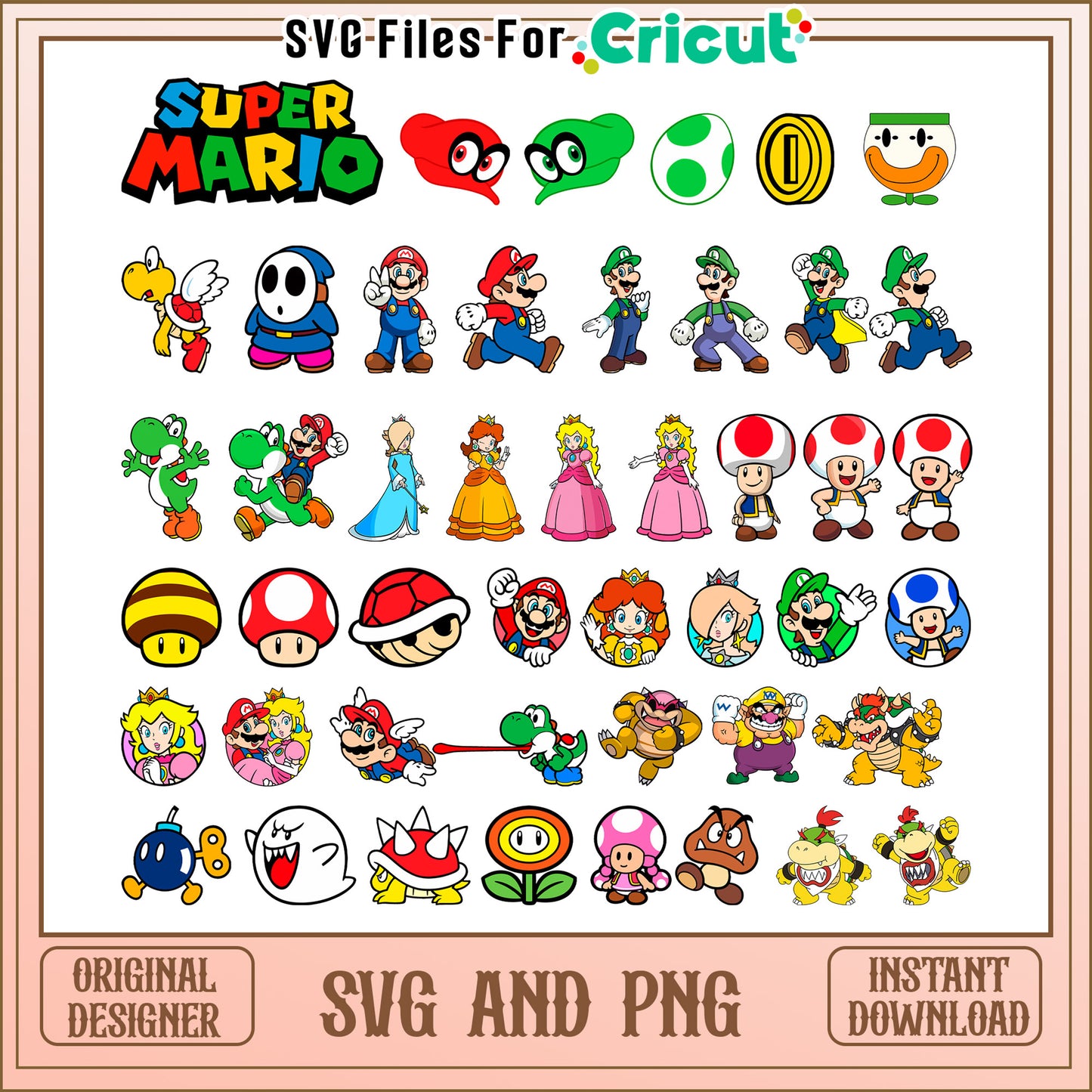 Super mario villains bundle svg, super mario bros cartoon​ svg