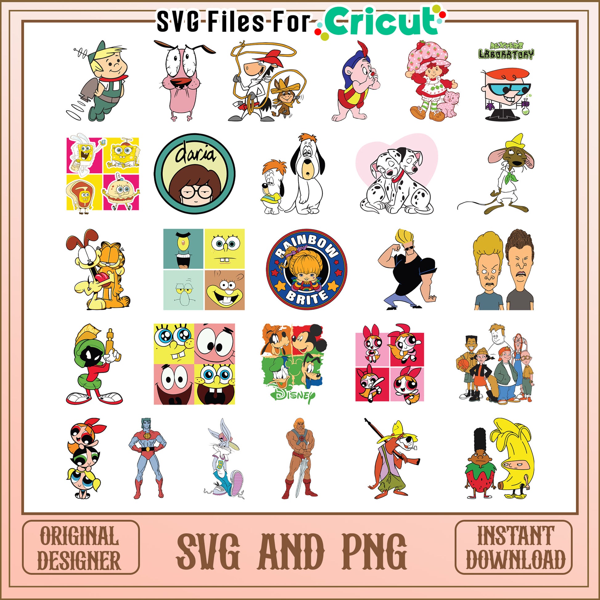 Cartoon characters design bundle svg, popular cartoons​ svg