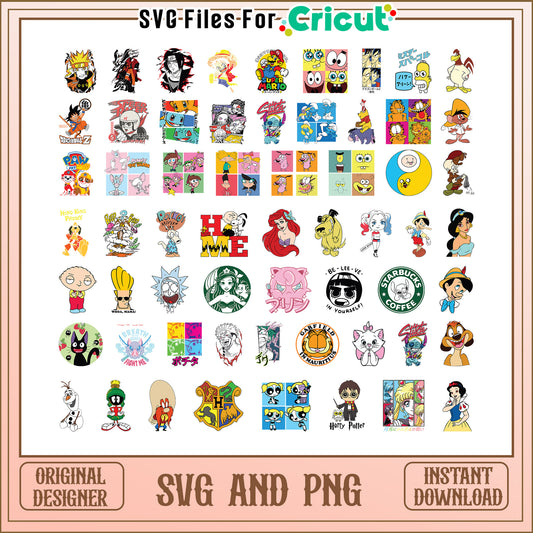 Cartoon popular characters bundle svg, popular cartoon characters​ svg