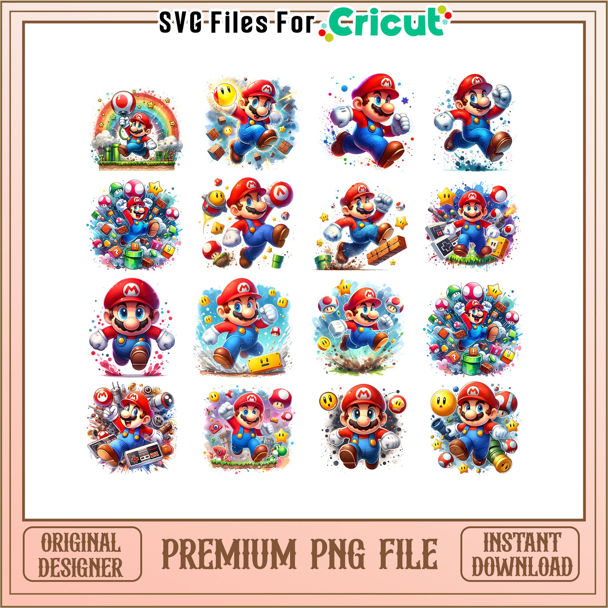 Mario watercolor bundle design png, super mario bros cartoon png – svg ...