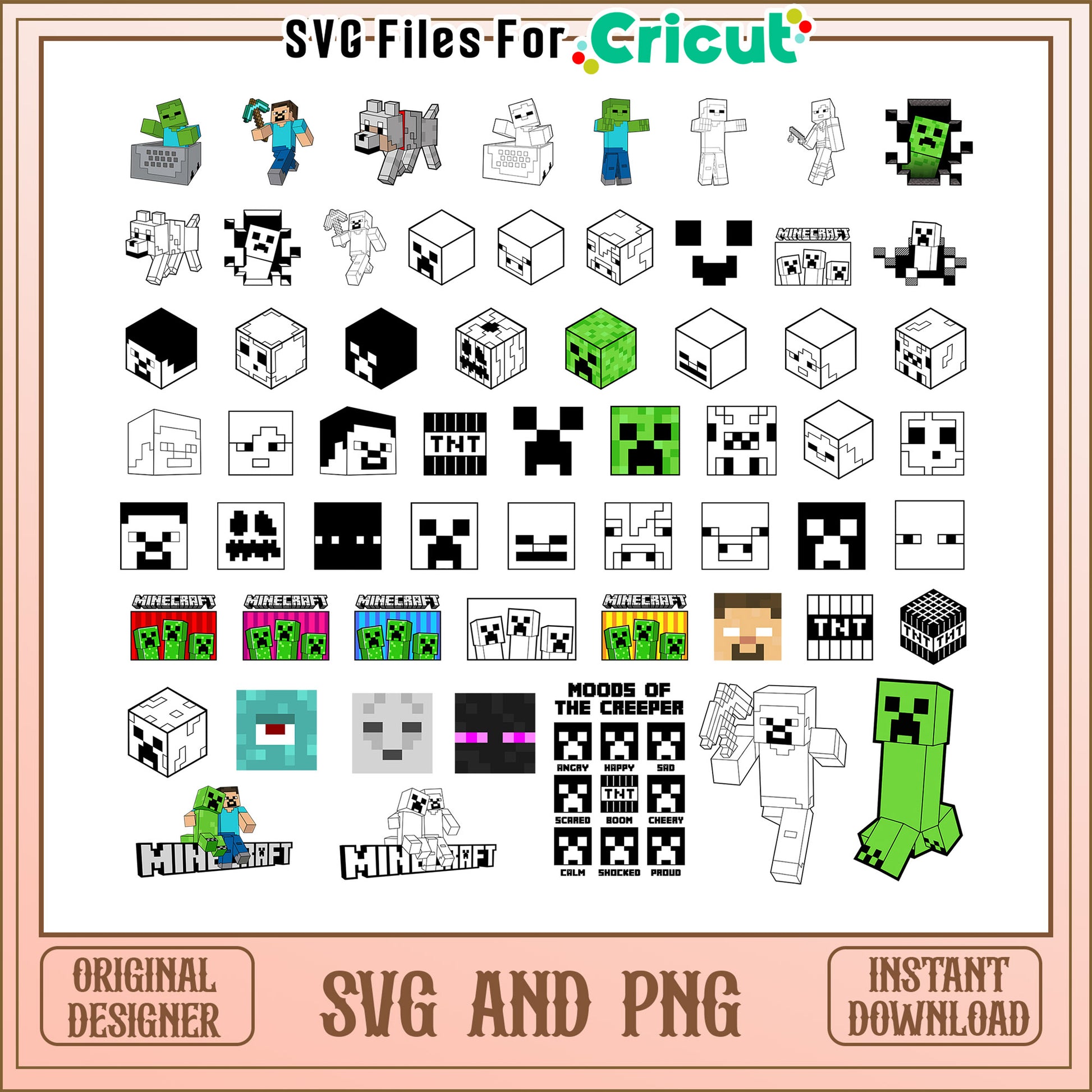 Minecraft outline design bundle svg, minecraft games​ svg