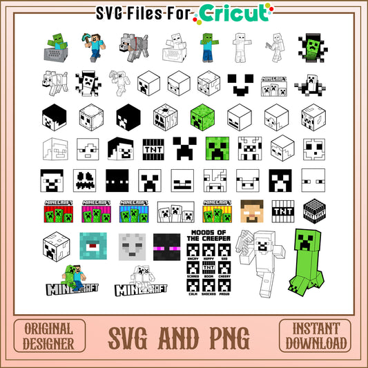 Minecraft outline design bundle svg, minecraft games​ svg