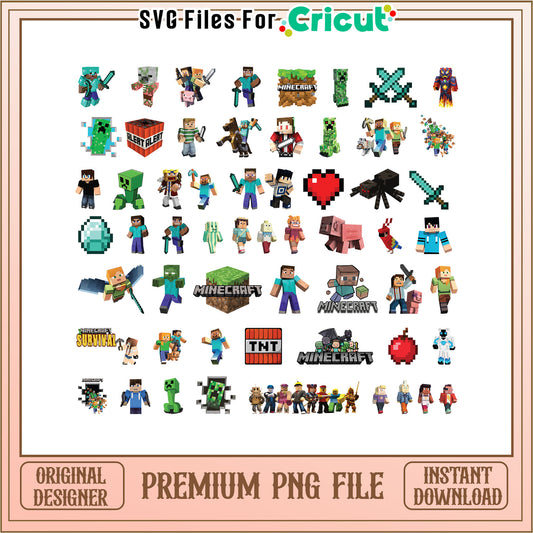 Minecraft game bundle png, minecraft survival​ png, cartoon png