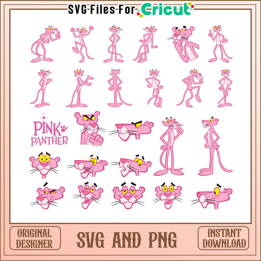 Pink panther cartoon design bundle svg, the pink panther​ svg