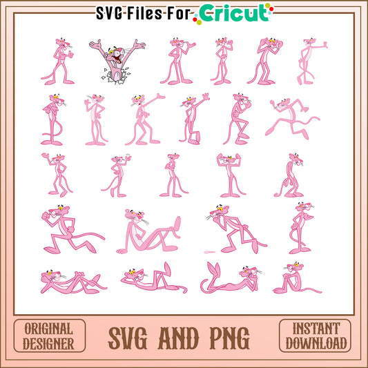 Pink panther design bundle svg, the pink panther cartoon​ svg