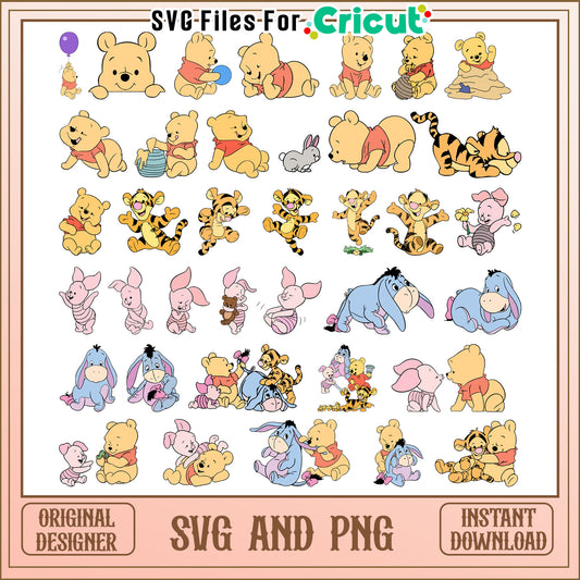 Baby winnie the pooh bundle svg, winnie the pooh disney svg