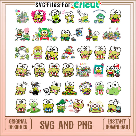 Kerropi sanrio bundle svg, keroppi from hello kitty​ svg, hello kitty​ svg