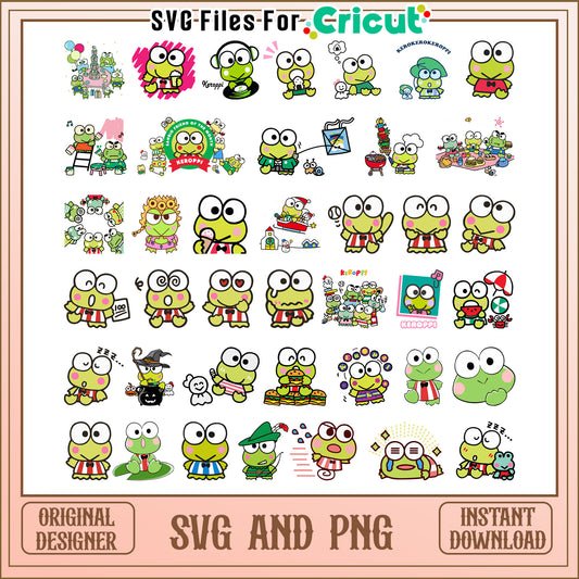 Kerropi sanrio bundle svg, keroppi from hello kitty​ svg, hello kitty​ svg