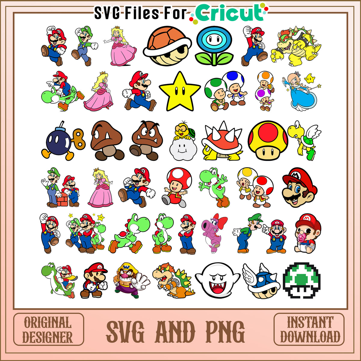 Mario Svg Mario cartoon characters bundle svg, super mario bros svg – svg files ...