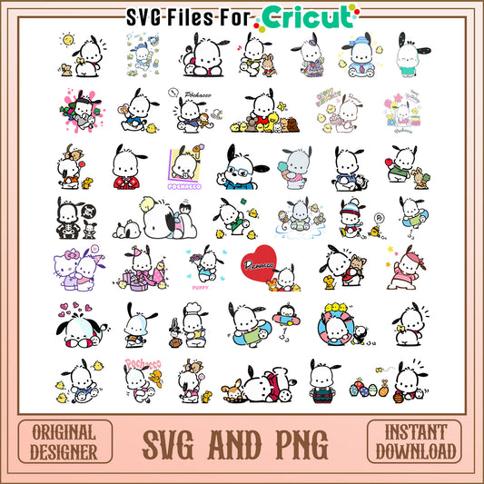 Pochacco sanrio cartoon bundle svg, cute pochacco sanrio​ svg