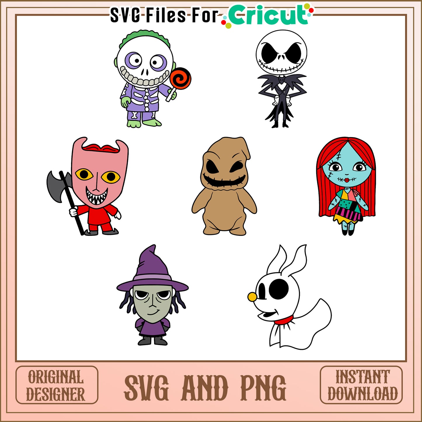 Baby jack and sally bundle svg, nightmare before christmas characters​ svg