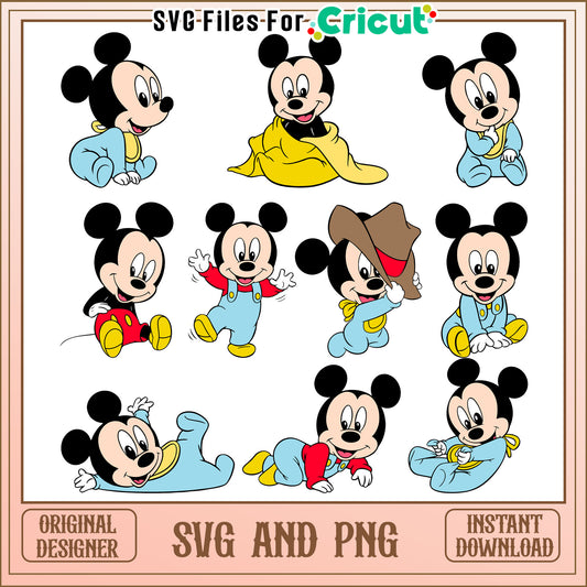 Disney mickey baby bundle svg, mickey mouse baby​ svg, disney svg