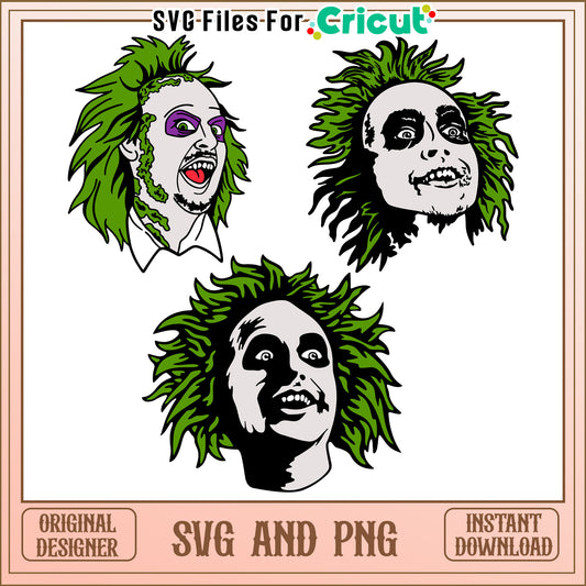 Beetlejuice face bundle design svg, beetlejuice cartoon​ svg,