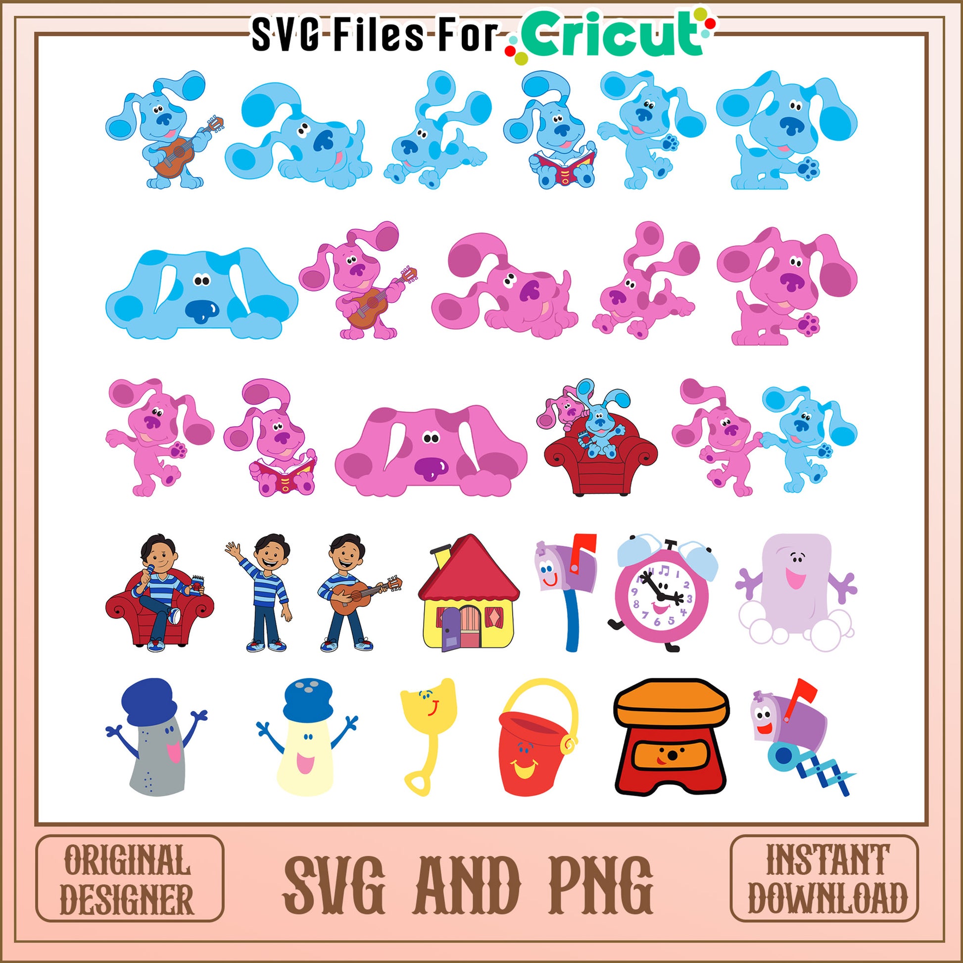 Blues clues and magenta bundle svg, blue's clues cartoon​ svg