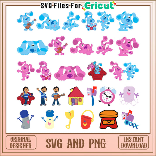 Blues clues and magenta bundle svg, blue's clues cartoon​ svg