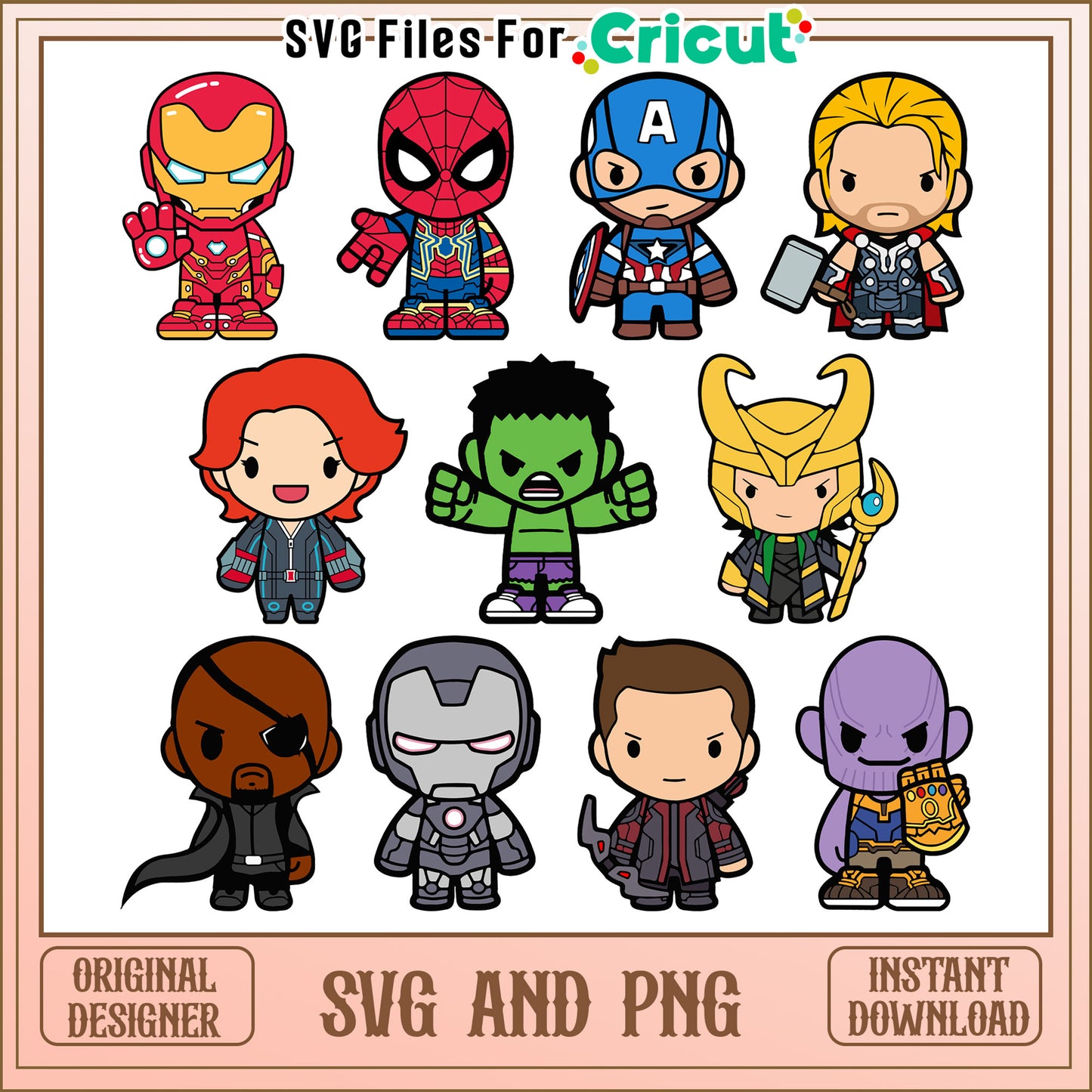 Chibi avengers cute bundle svg, avengers movies svg, marvels avengers​ svg