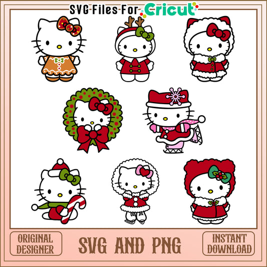 Hello kitty christmas bundle svg, hello kitty svg, christmas​ svg