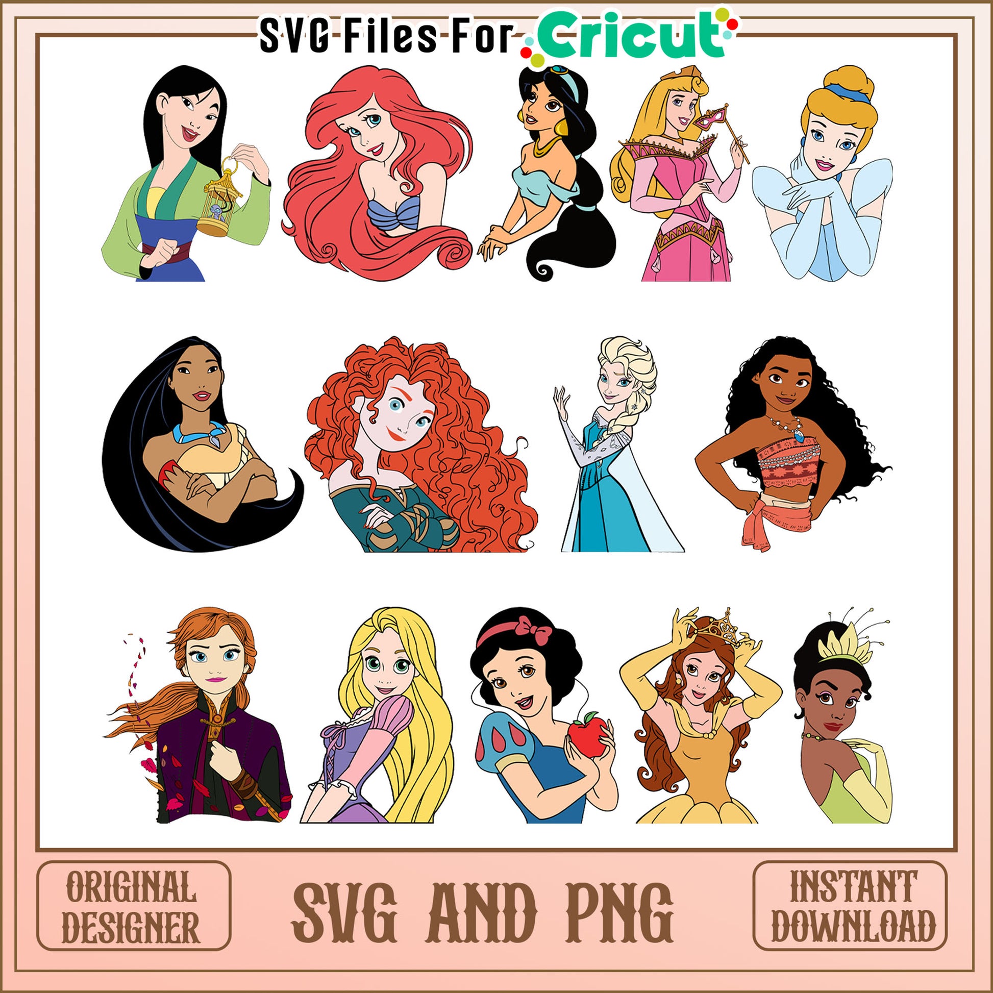 Princess disney portrait design bundle svg, Princess disney svg – svg ...