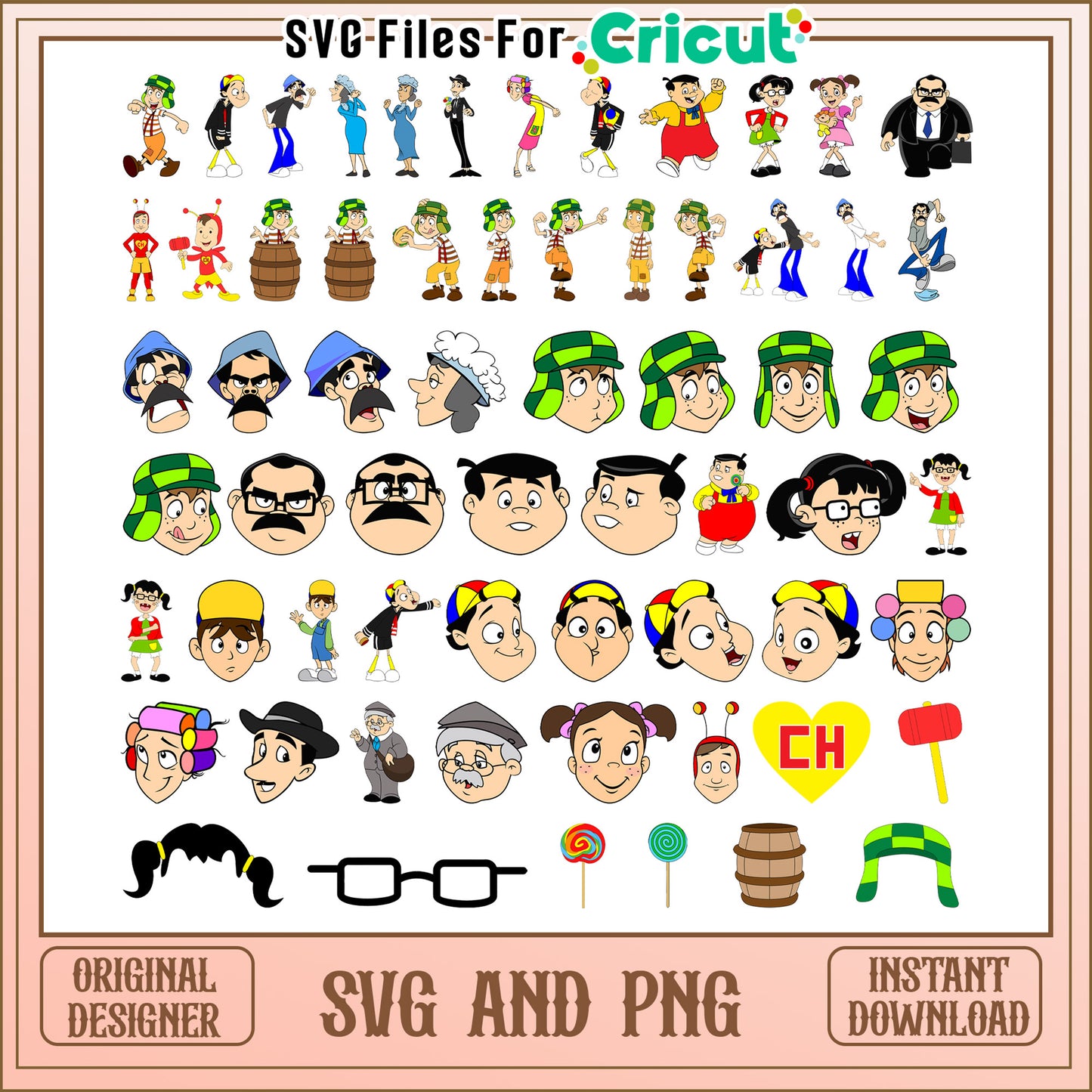 El chavo del ocho cartoon bundle svg, el chavo del ocho characters​ svg