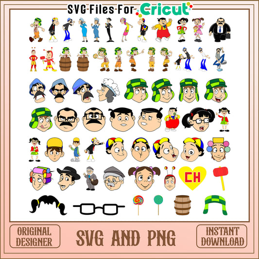 El chavo del ocho cartoon bundle svg, el chavo del ocho characters​ svg