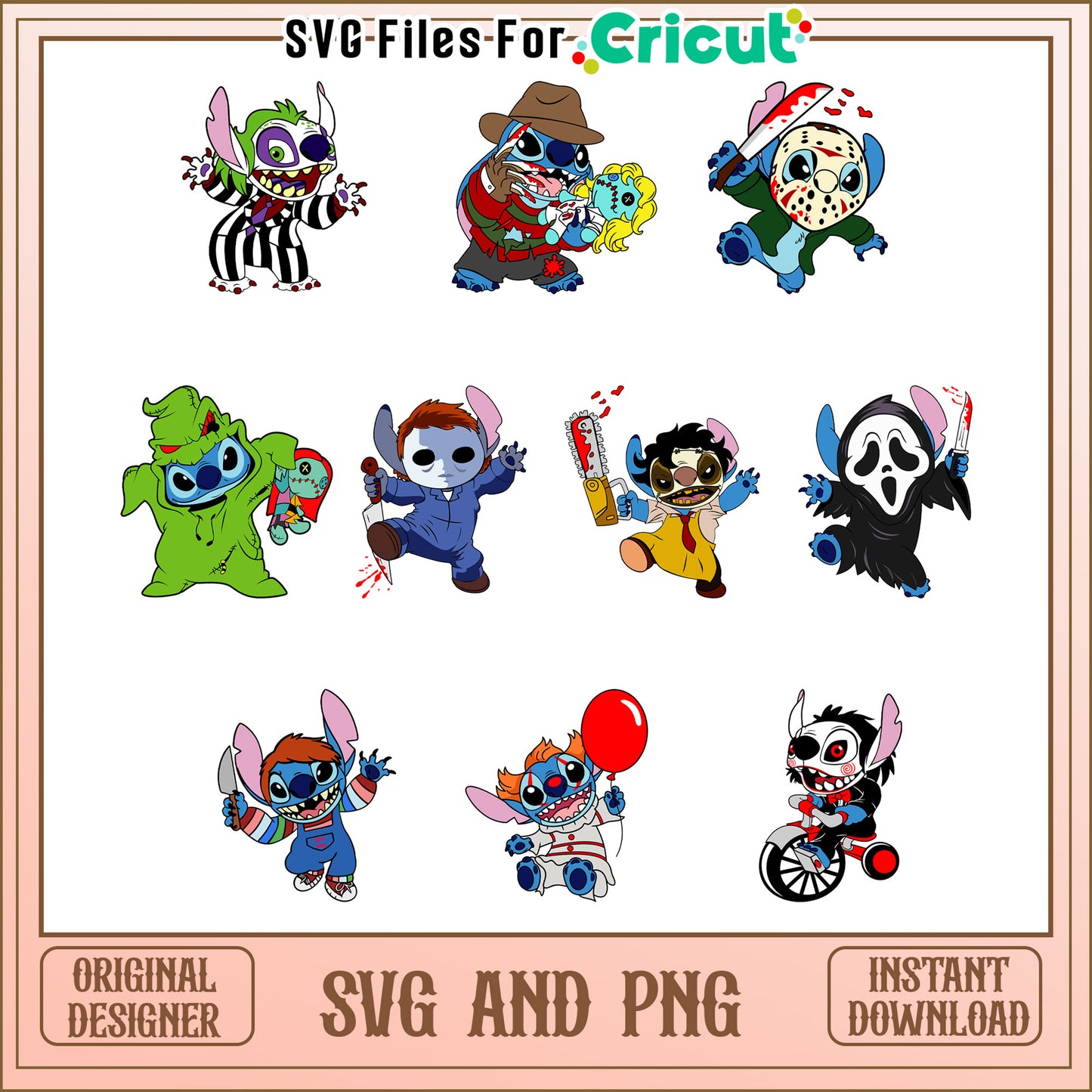 Disney stitch horror bundle svg, stitch as horror characters​ svg