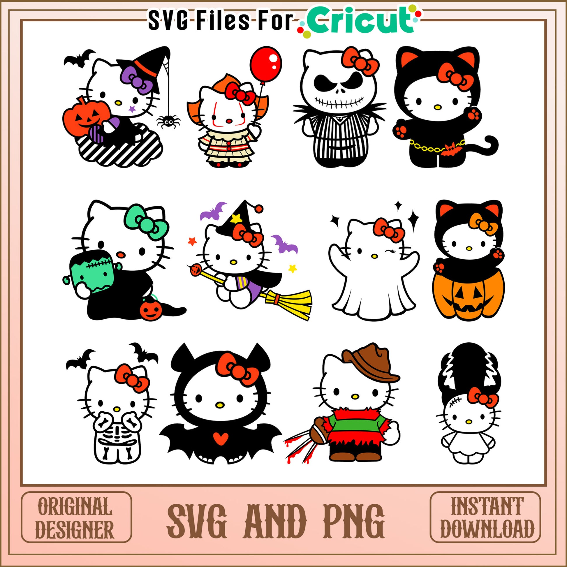 Hello kitty halloween bundle svg, Hello kitty cartoon svg