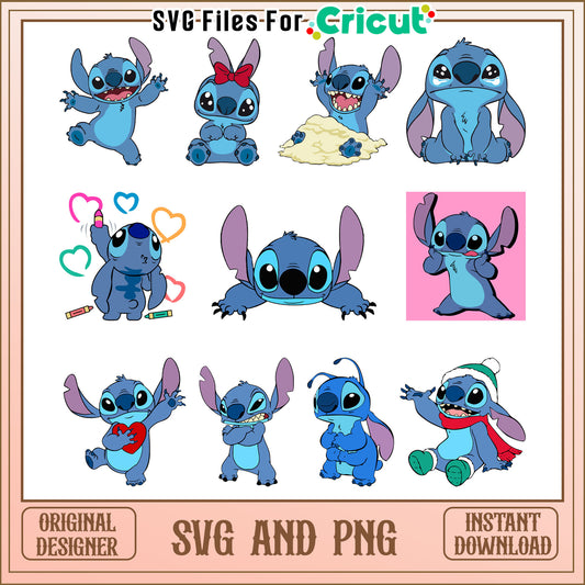 Stitch design bundle svg, cute disney stitch​ svg, stitch svg