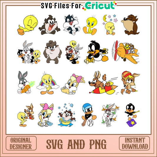 Looney tunes chibi bundle svg, looney tunes cartoons​ svg