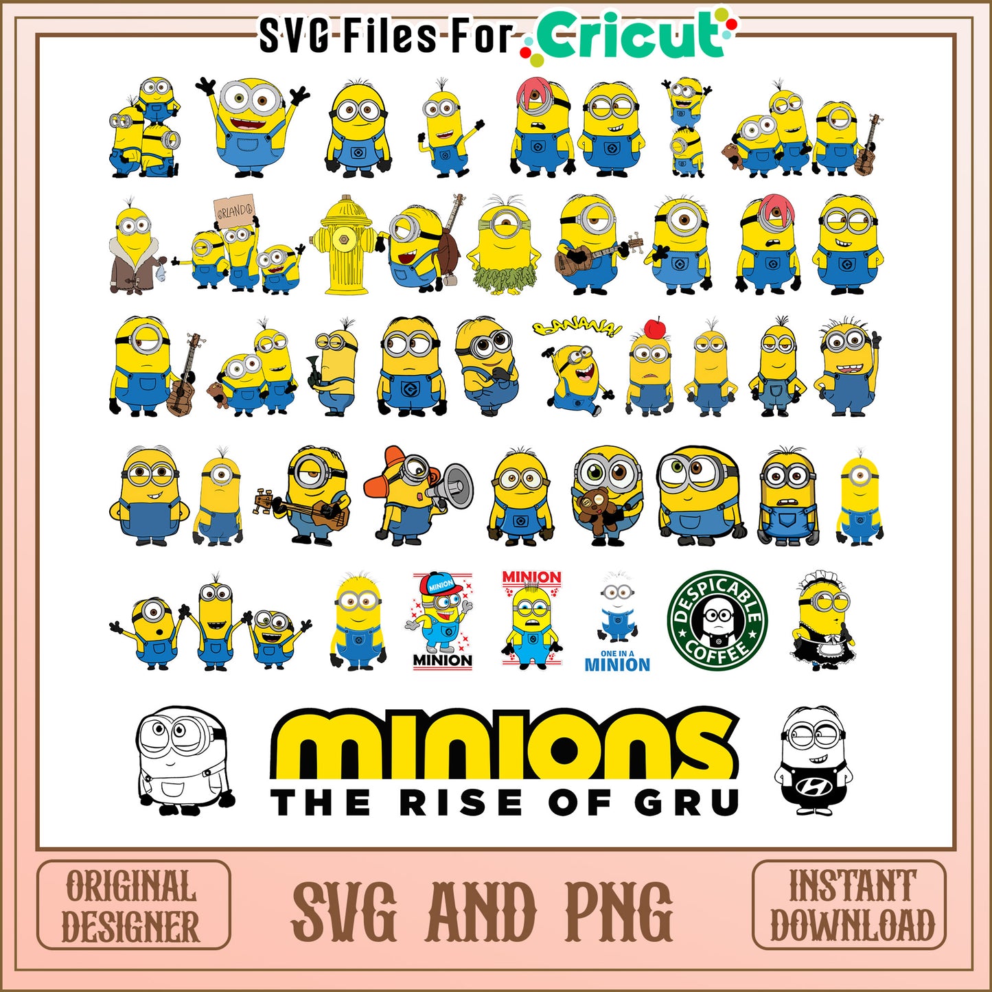 Minion cartoon cliparts bundle svg, cartoon characters minions svg