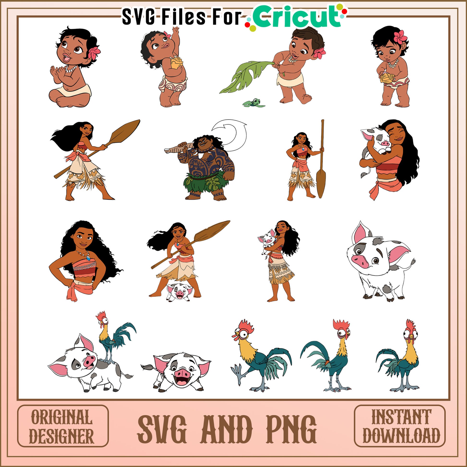 Disney moana princess design bundle svg, moana disney world​ svg