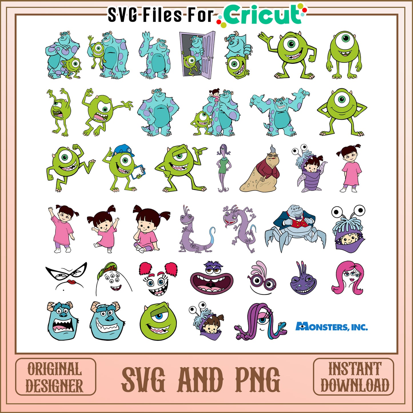 Monster inc clipart bundle svg, monster inc characters svg