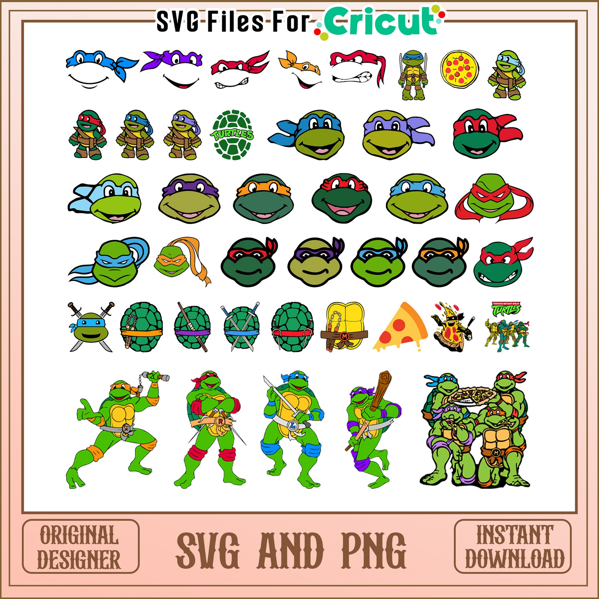 Ninja turtle face design bundle svg, ninja turtles movie​ svg